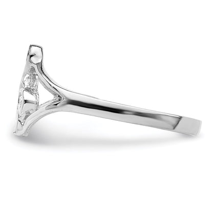Sterling Silver Rhodium Plated Polished Music Note Ring