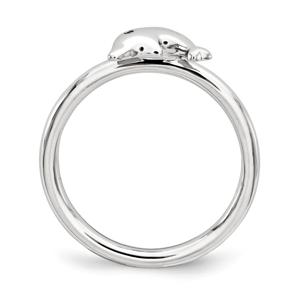 Sterling Silver Cz Dolphin Ring