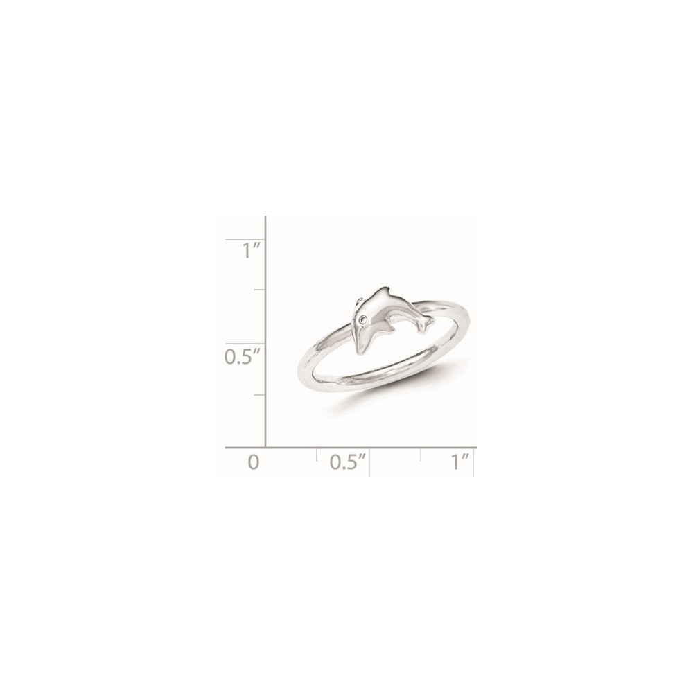 Sterling Silver Cz Dolphin Ring