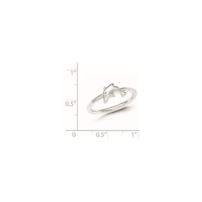 Sterling Silver Cz Dolphin Ring