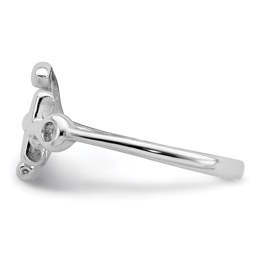 Sterling Silver Rhodium Plated Polished Anchor Ring