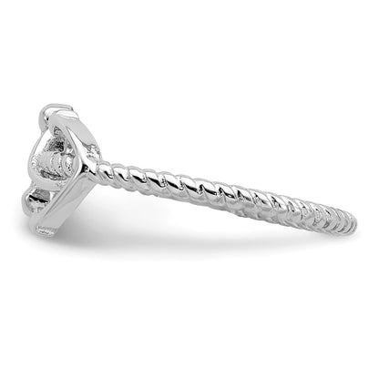 Sterling Silver Rhodium Plated Polished Anchor Ring