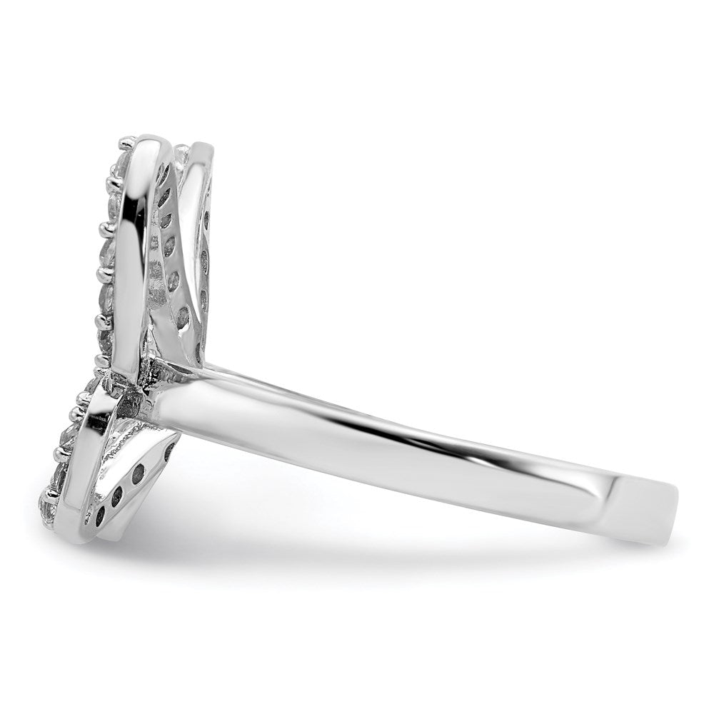 Sterling Silver Rhodium Plated Cz Butterfly Ring