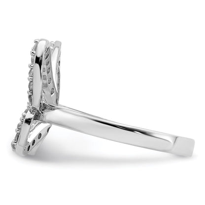 Sterling Silver Rhodium Plated Cz Butterfly Ring