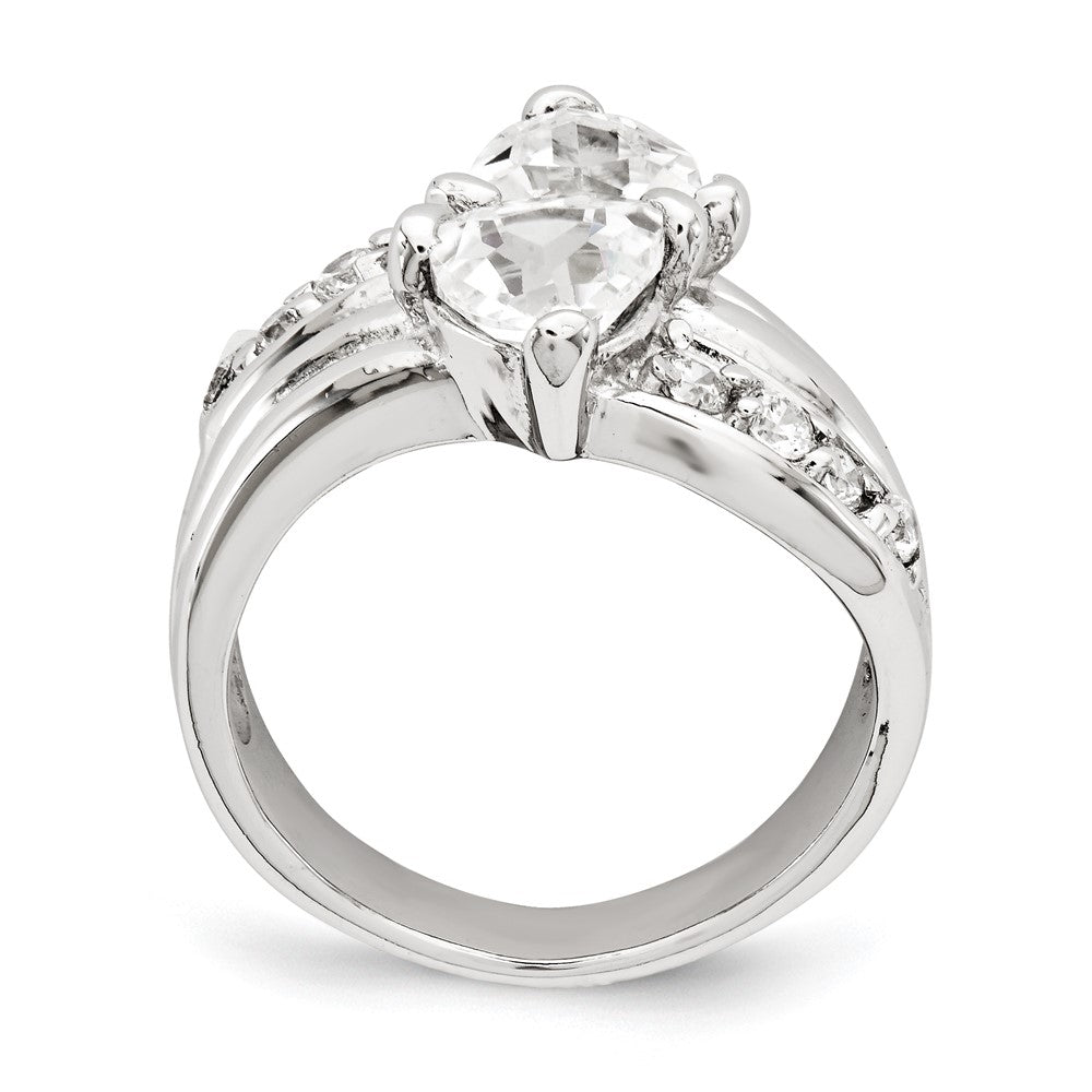 Sterling Silver Polished Rhodium Plating Cz Ring