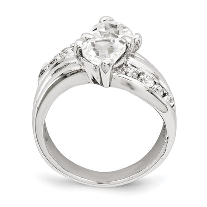Sterling Silver Polished Rhodium Plating Cz Ring
