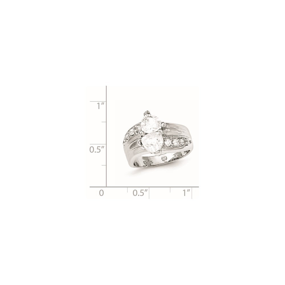 Sterling Silver Polished Rhodium Plating Cz Ring
