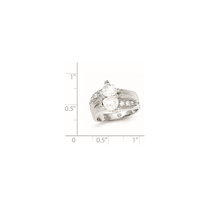 Sterling Silver Polished Rhodium Plating Cz Ring