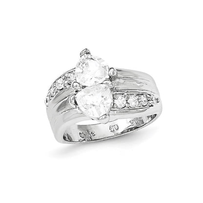 Sterling Silver Polished Rhodium Plating Cz Ring