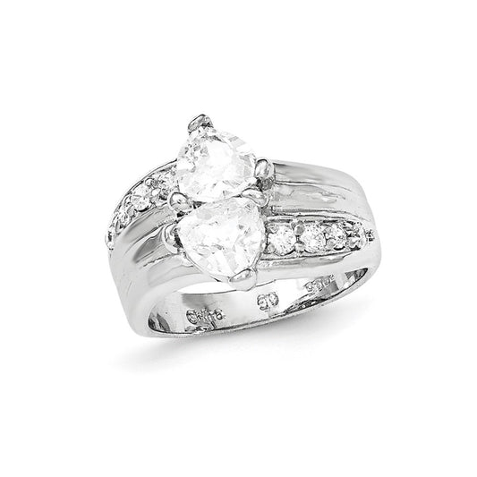 Sterling Silver Polished Rhodium Plating Cz Ring