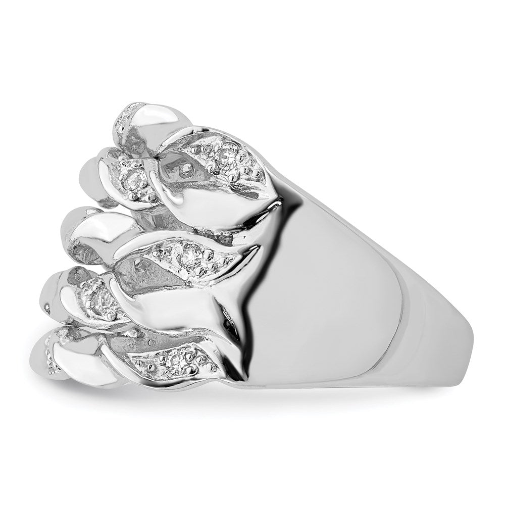 Sterling Silver Rhodium Plated Cz Ring