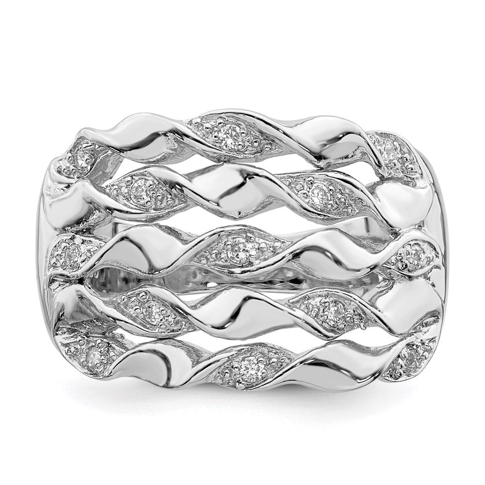 Sterling Silver Rhodium Plated Cz Ring