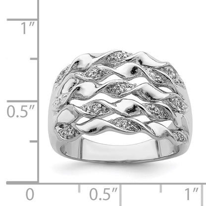 Sterling Silver Rhodium Plated Cz Ring