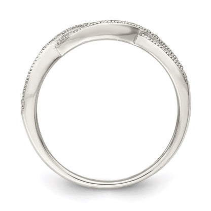 Sterling Silver Rhodium Plated Cz Ring