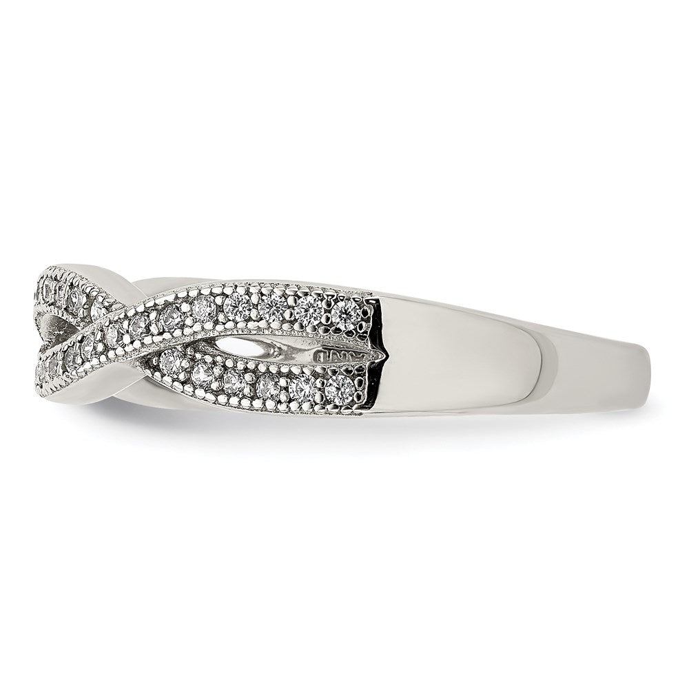 Sterling Silver Rhodium Plated Cz Ring