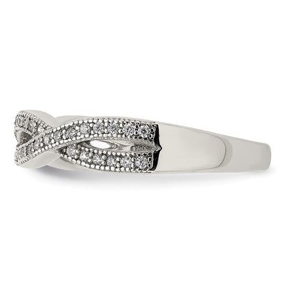 Sterling Silver Rhodium Plated Cz Ring