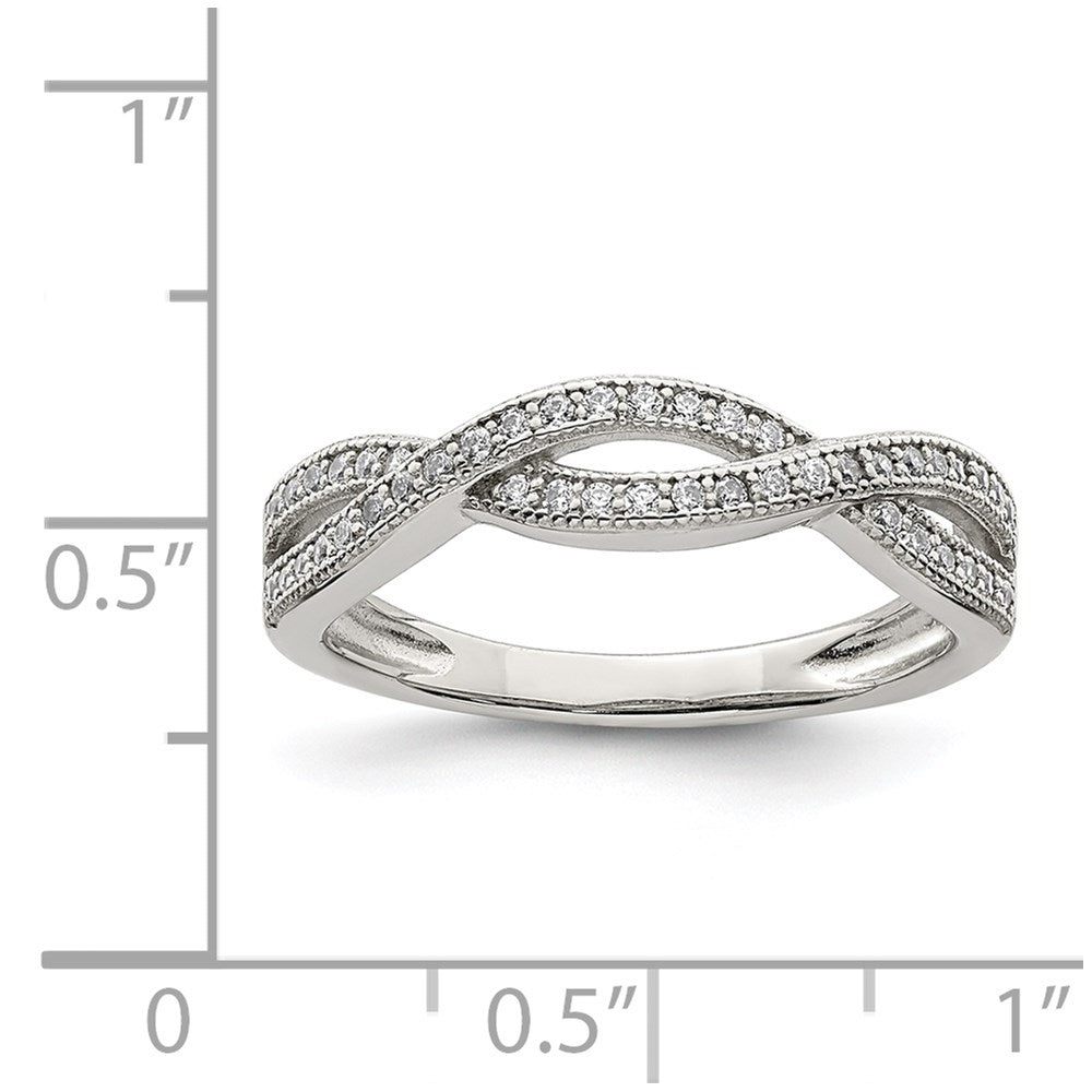 Sterling Silver Rhodium Plated Cz Ring