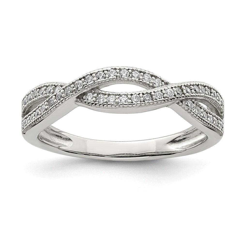 Sterling Silver Rhodium Plated Cz Ring
