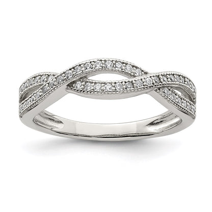 Sterling Silver Rhodium Plated Cz Ring