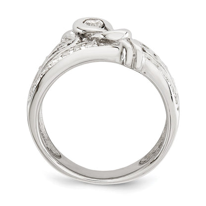 Sterling Silver Rhodium Plated Cz Ring (Size 7 Only)