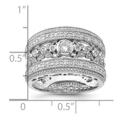 Sterling Silver Rhodium Plated Cz Ring