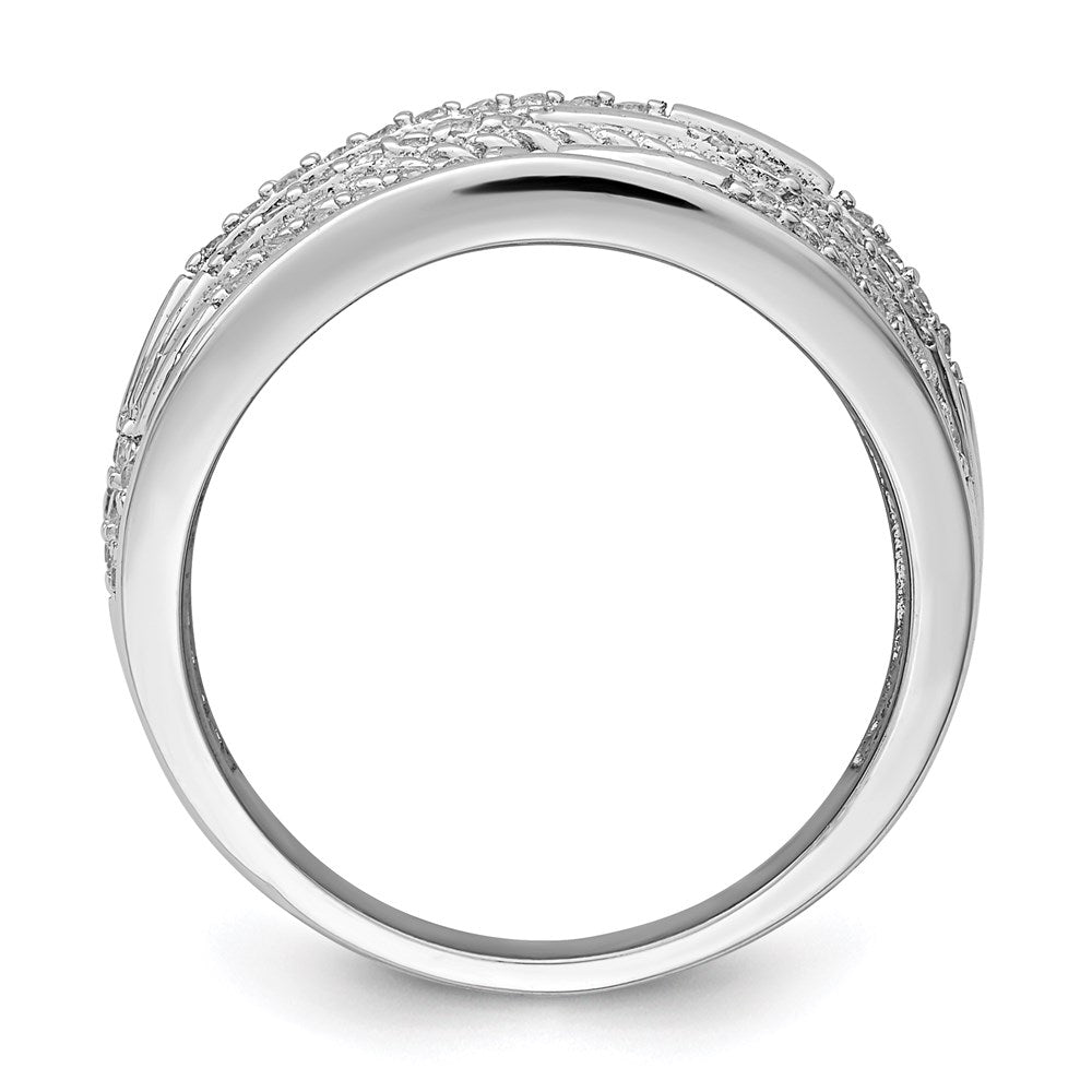 Sterling Silver Rhodium Plated Cz Rope Multi Row Ring (Size 8 Only)