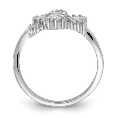 Sterling Silver Rhodium Plated W/ Cz Ring