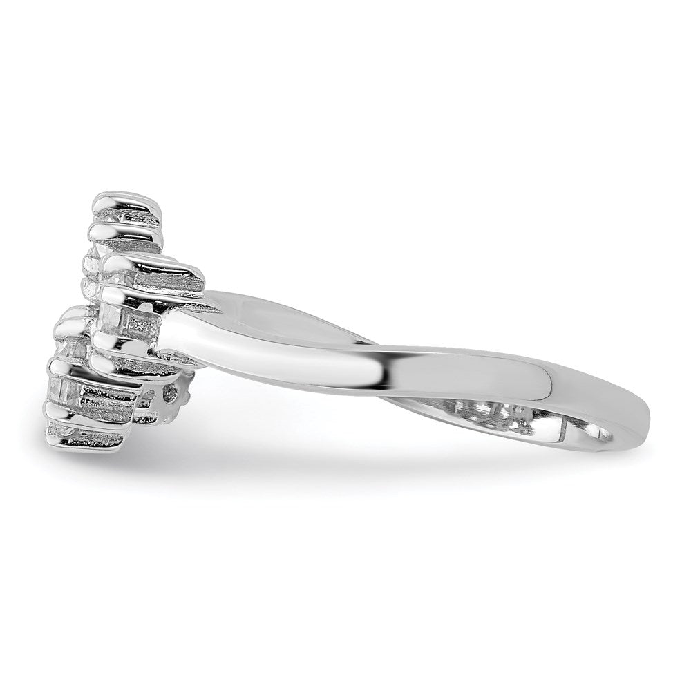 Sterling Silver Rhodium Plated W/ Cz Ring