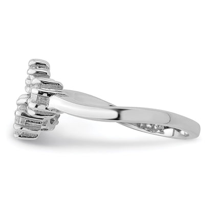 Sterling Silver Rhodium Plated W/ Cz Ring