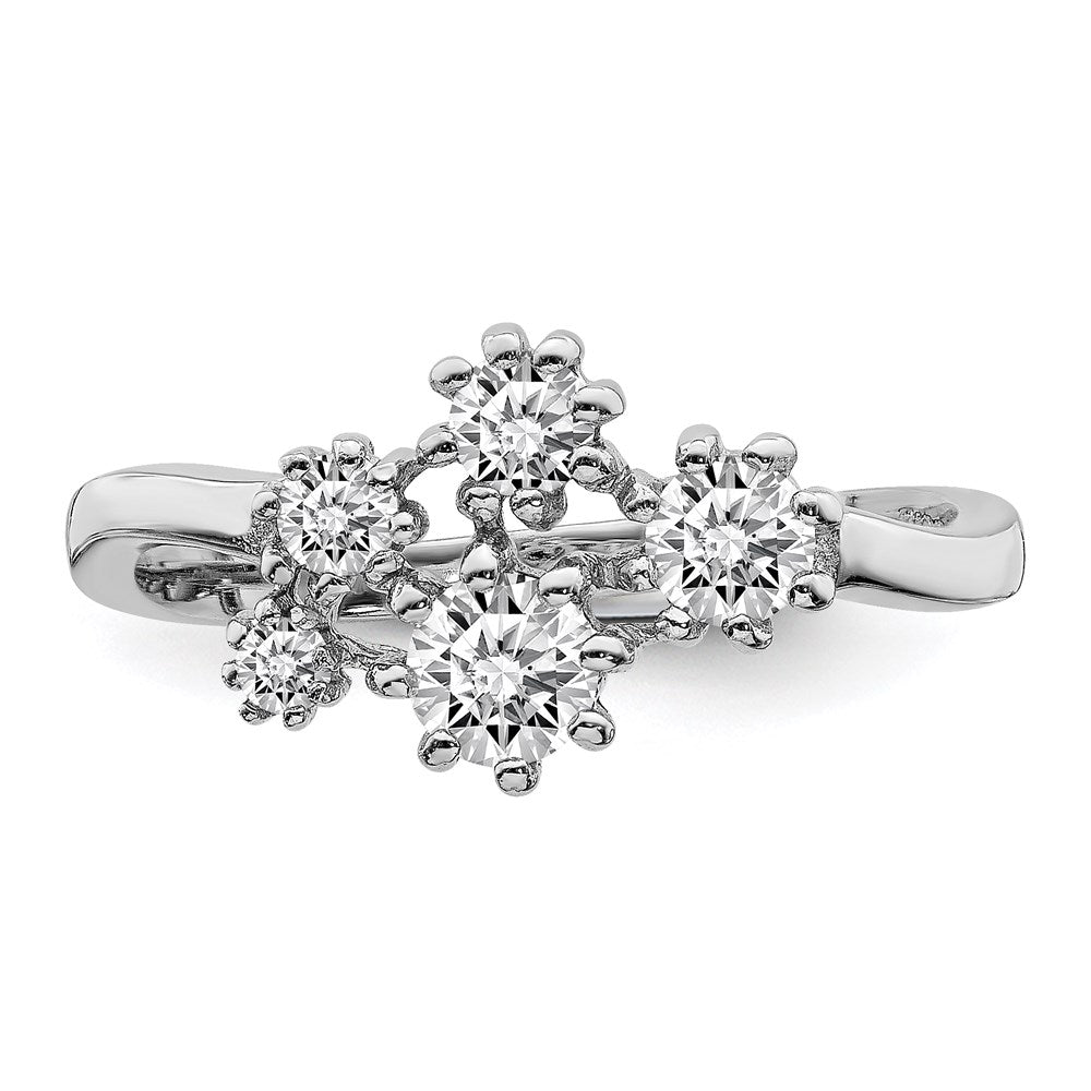 Sterling Silver Rhodium Plated W/ Cz Ring