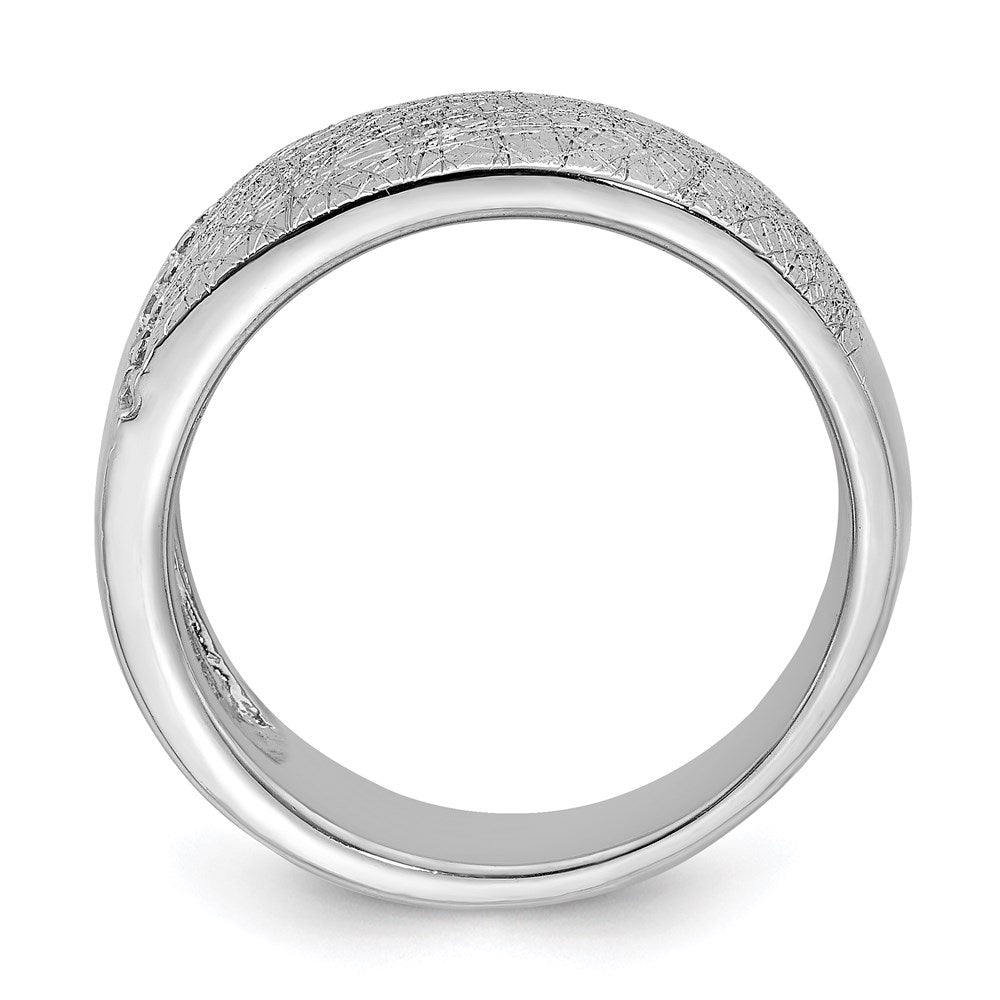 Sterling Silver Polished & Textured Cz Ring