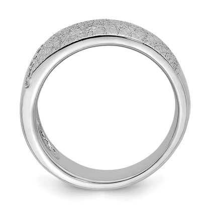 Sterling Silver Polished & Textured Cz Ring