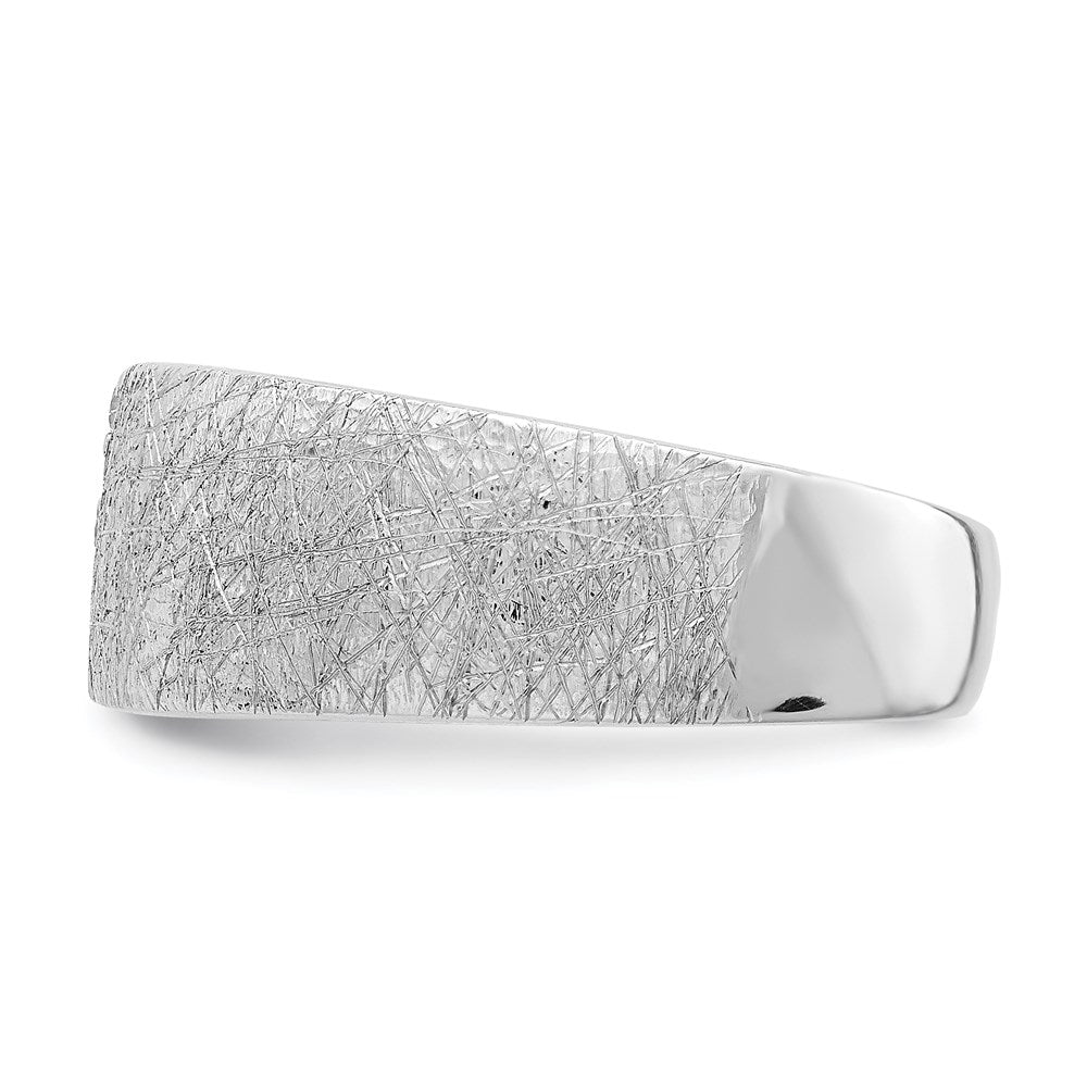 Sterling Silver Polished & Textured Cz Ring