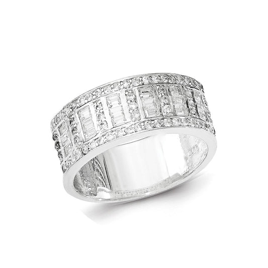 Sterling Silver Cz Baguettes/Rounds Ring
