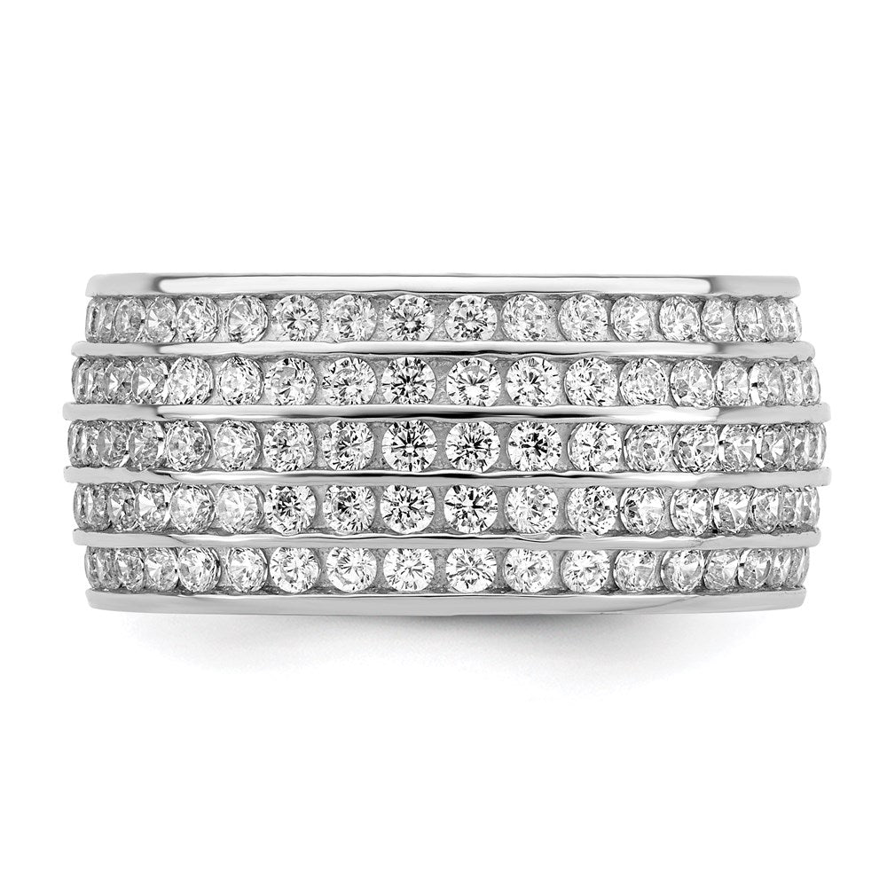 Sterling Silver Rhodium Plated 5 Row Eternity Ring