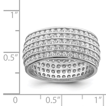 Sterling Silver Rhodium Plated 5 Row Eternity Ring