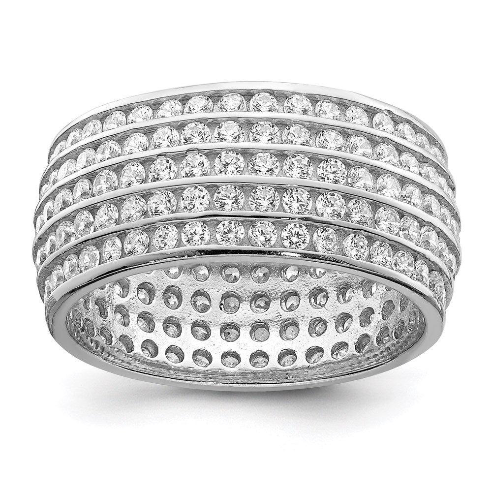 Sterling Silver Rhodium Plated 5 Row Eternity Ring