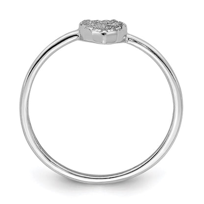 Sterling Silver Rhodium Plated Polished Cz Heart Ring