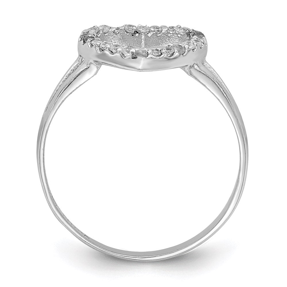 Sterling Silver Rhodium Plated Polished Cz Heart Ring