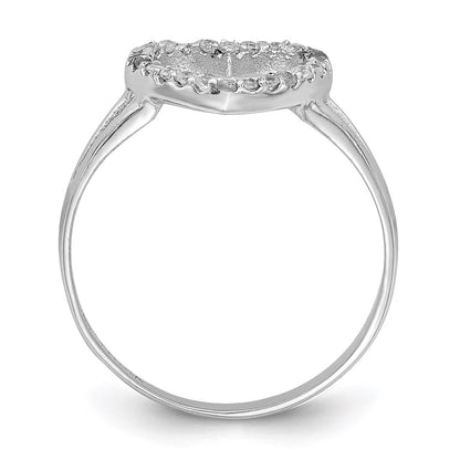 Sterling Silver Rhodium Plated Polished Cz Heart Ring