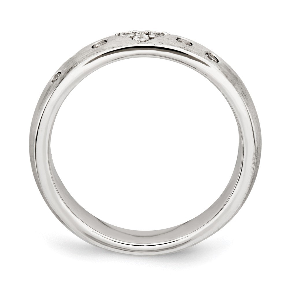 Sterling Silver Brushed Cz Heart Ring