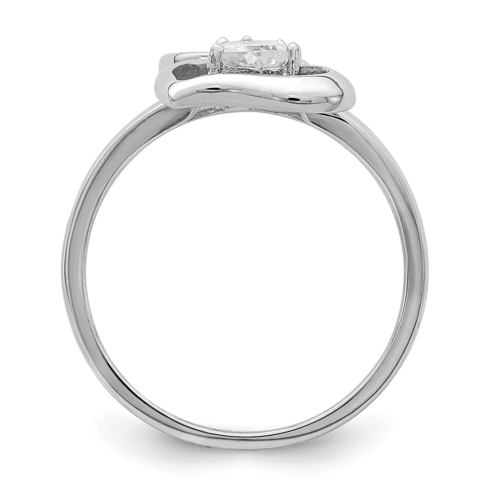 Sterling Silver Rhodium Plated Cz Double Heart Ring