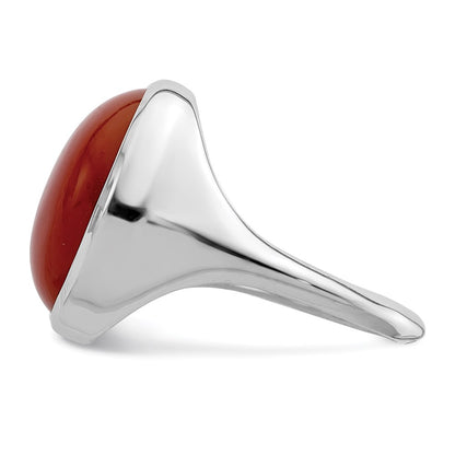 Sterling Silver Rhodium Plated Red Agate Ring