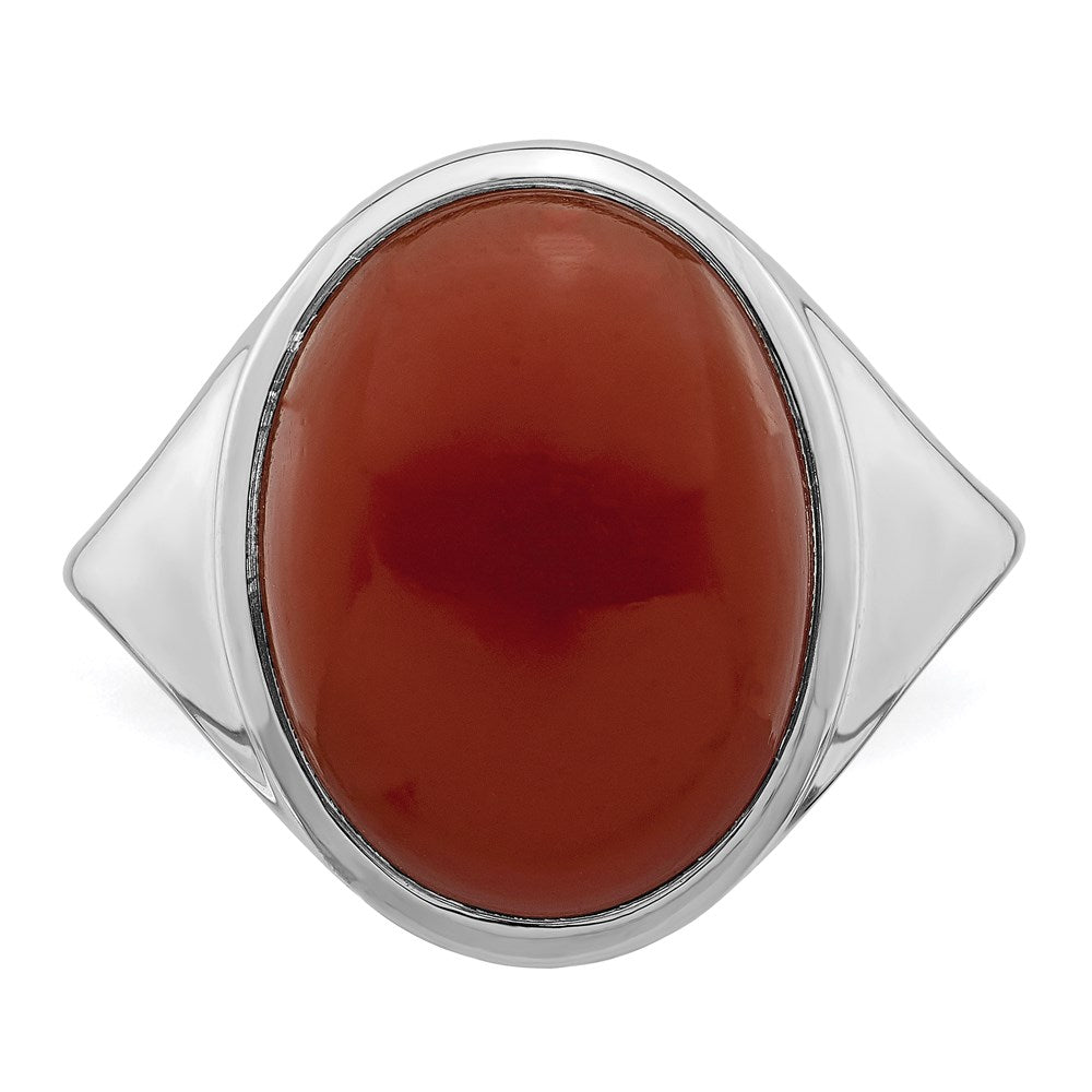 Sterling Silver Rhodium Plated Red Agate Ring