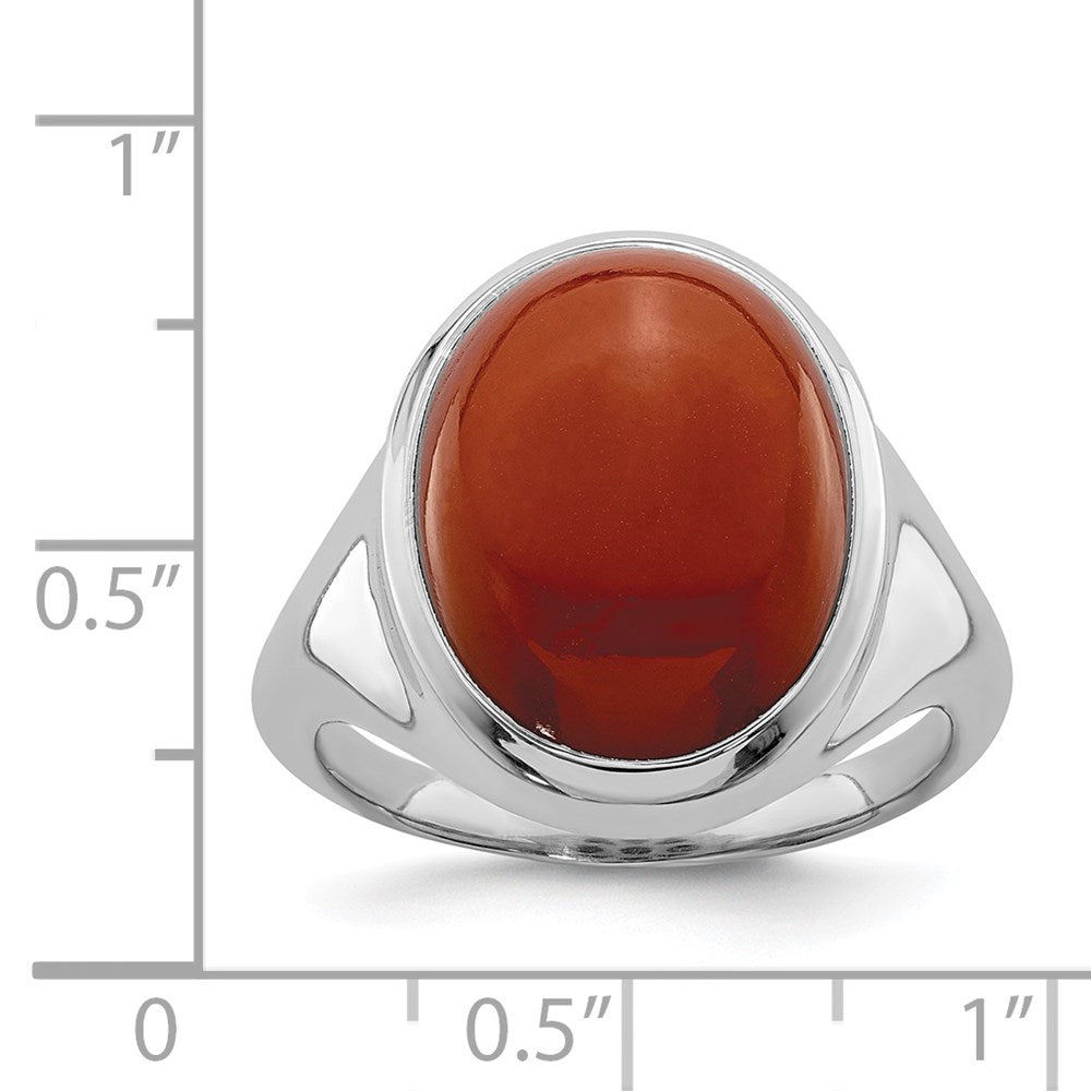 Sterling Silver Rhodium Plated Red Agate Ring
