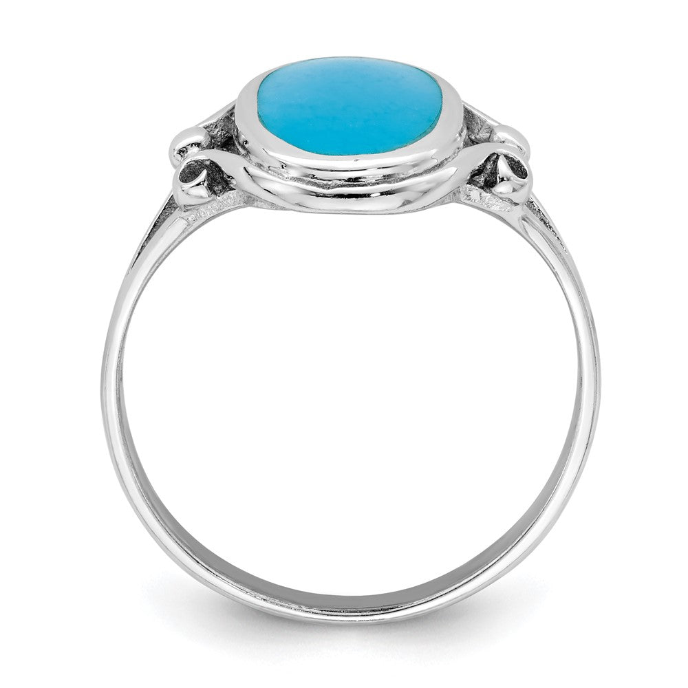 Sterling Silver Rhodium Plated Polished Synthetic Turquoise Ring