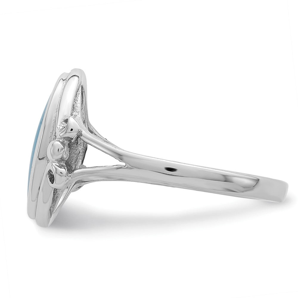Sterling Silver Rhodium Plated Polished Synthetic Turquoise Ring