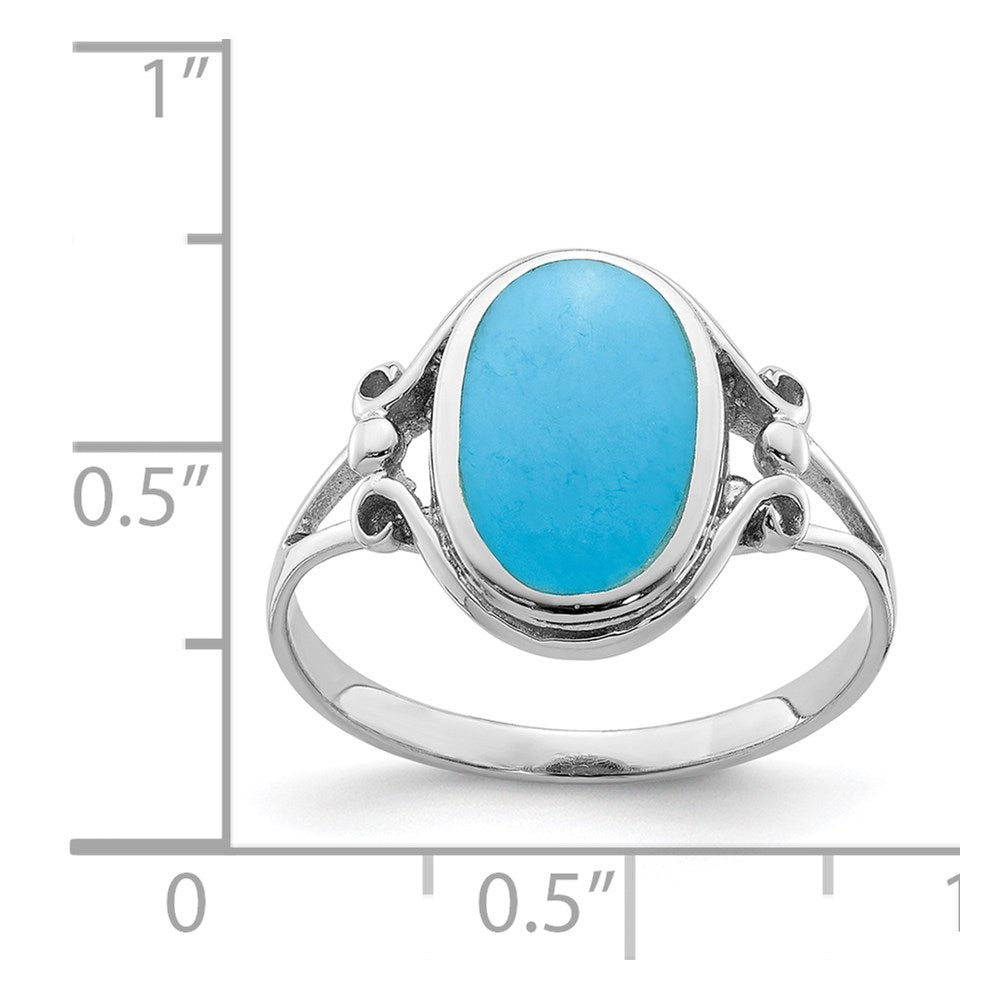 Sterling Silver Rhodium Plated Polished Synthetic Turquoise Ring