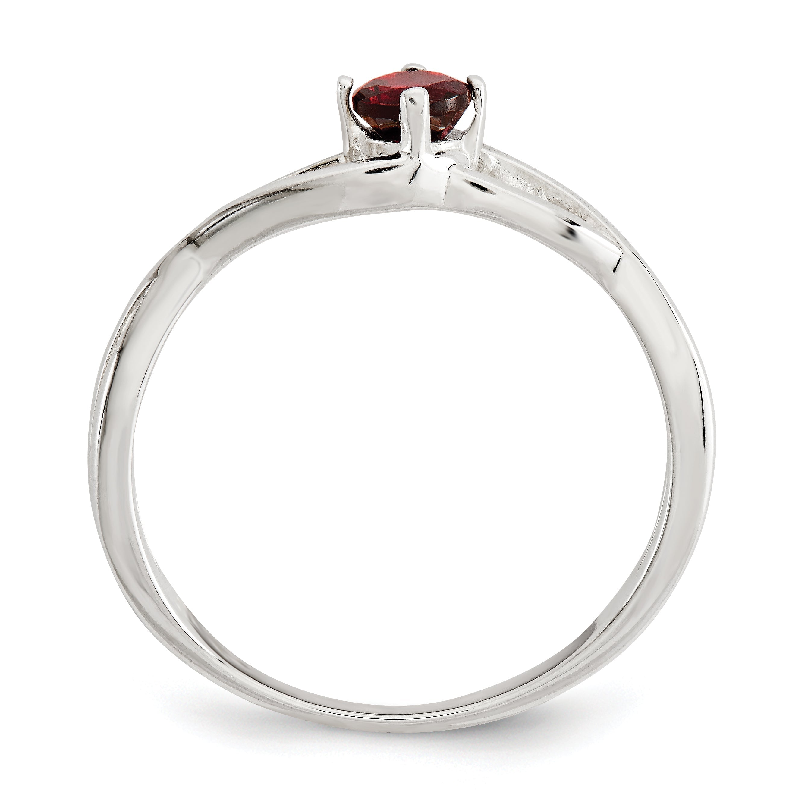 Sterling Silver Red Cz Sol Ring (Size 8 Only)