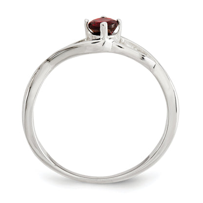 Sterling Silver Red Cz Sol Ring (Size 8 Only)